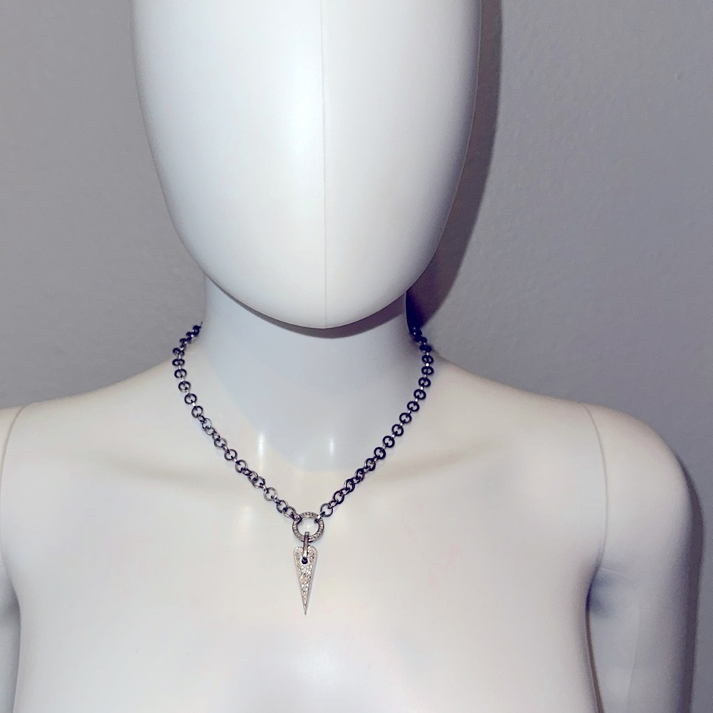 PIANEGONDA *Love Sick* .925 silver diamond heart chain statement necklace